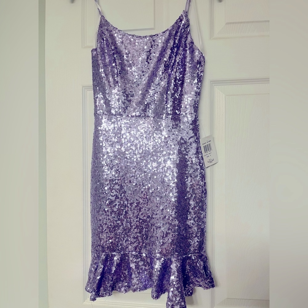 Purple sequin homecoming dress